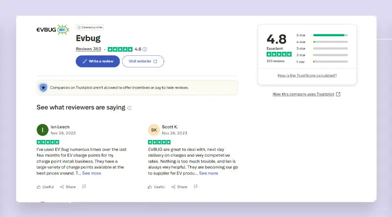 Evbug Reviews: 353 • 4.8 Stars